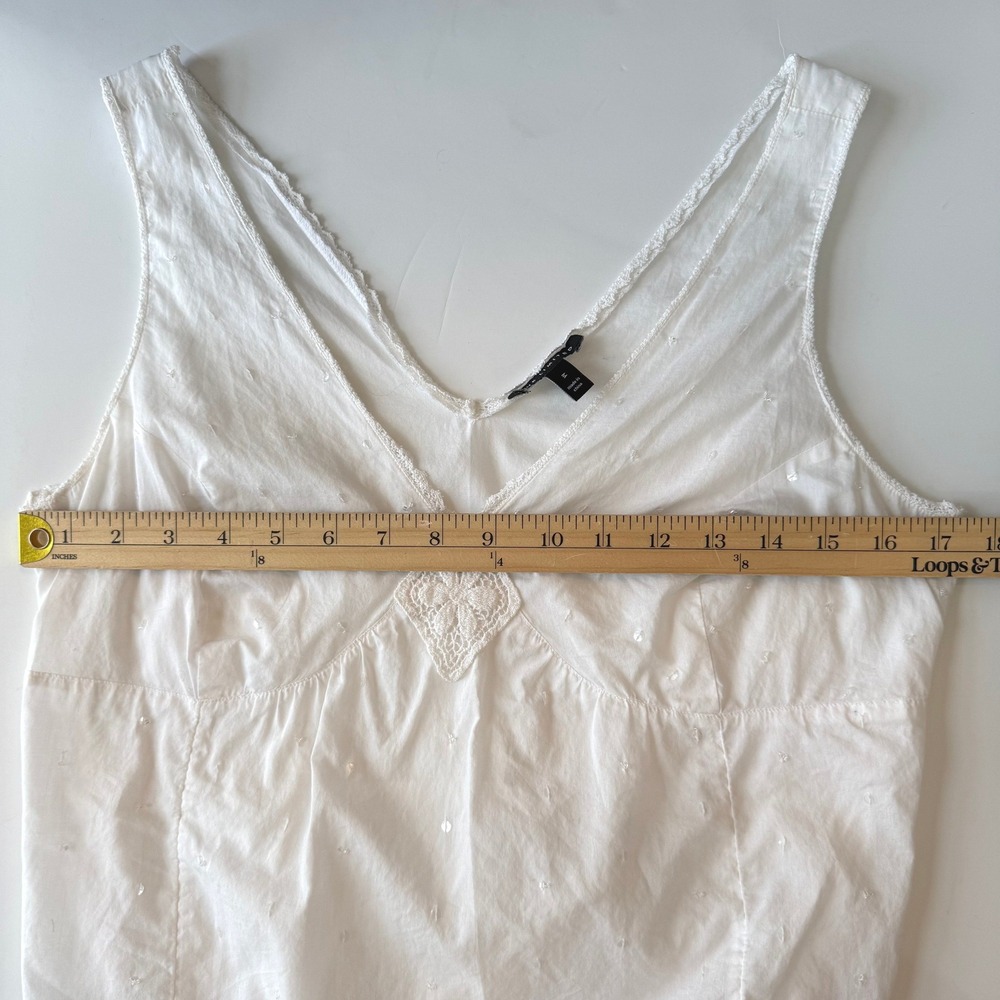 The Limited White Crochet Lace Sequin Tank Top V-Neck Cotton Cottage Coastal M - Picture 12 of 13